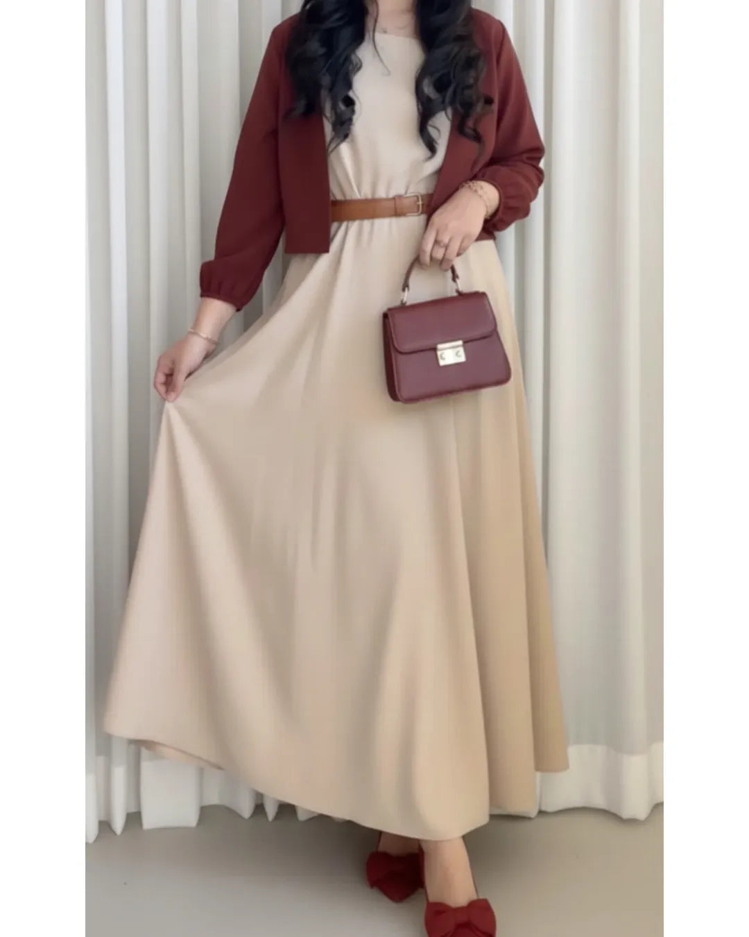 SHIRT SKIRT (mehroon)