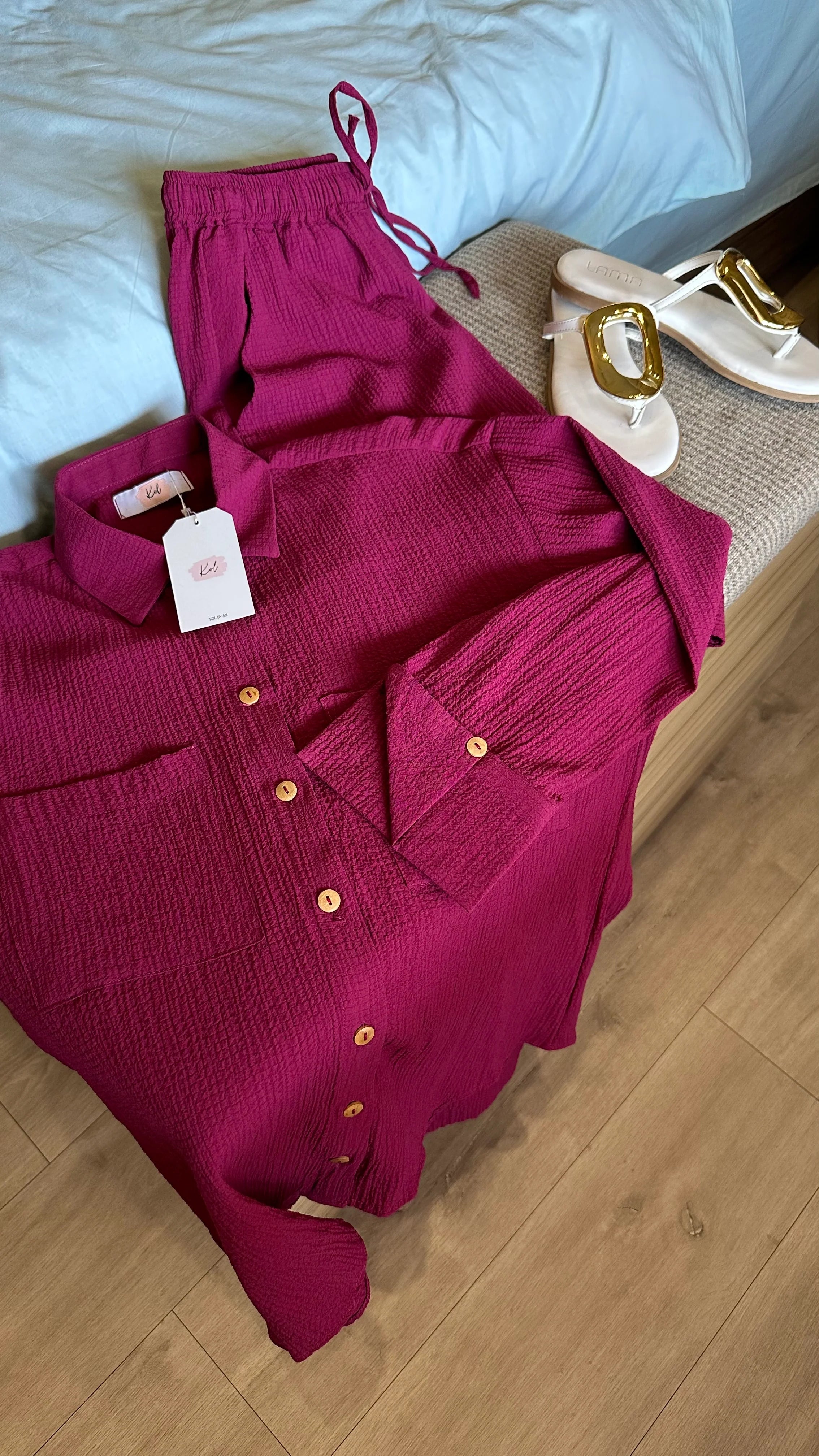 CRUSHED FABRIC PINCK CO RD SET